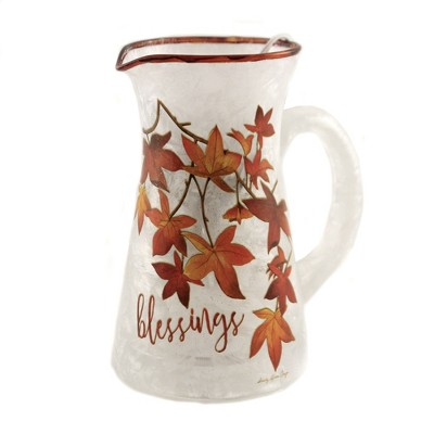 Stony Creek 6.75 In Share The Blessings Lit Pitcher Thanksgiving Lighted Glass Accent , Thanksgiving Decor Pre-Lit Autumn (1PC)