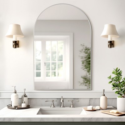 Dovelina  Arched Mirror Metal Framed Decorative Wall Mirror Bathroom Mirror