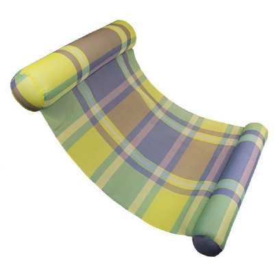 Swim Central 54" Plaid Extra Large Water Hammock 1-Person Swimming Pool Lounger - Green/Blue