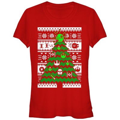 Juniors Womens Star Wars Ugly Christmas Tree T-Shirt