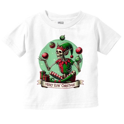 Christmas Skeleton Juggling Elf Toddler Baby Graphic T Shirt Brisco Brands