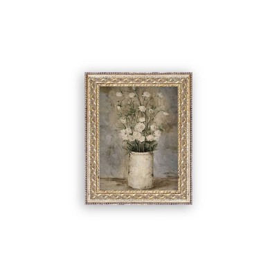 Petal Lane 8"x10" Long Stem Roses Wall Art: Vintage Style, Gold Frame, Botanical Canvas, Made in USA