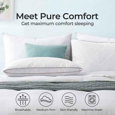 Peace Nest Quilted Gusseted Goose Feather Down Pillow Set of 2