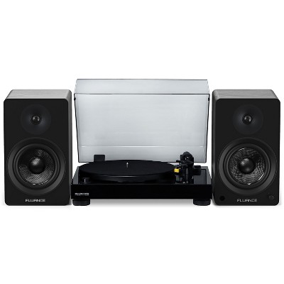 Fluance RT80 Classic High Fidelity Vinyl Turntable and Ai61 Powered 6.5" Stereo Bookshelf Speakers - Black