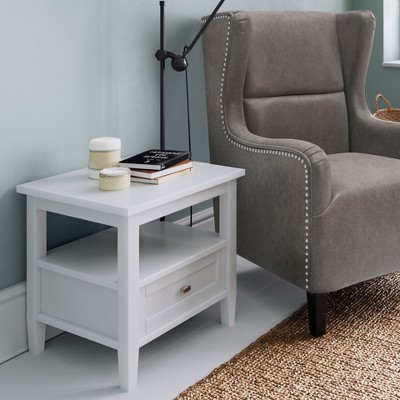 PAGED Vintage Style 2-Tier Small Coffee Table with Storage Shelf & Drawer,Mid-Century Nightstand End Table for Living Room,Bedroom