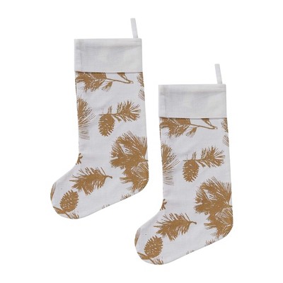 Patricia Heaton Home Gold Pinecone Stocking Set of 2