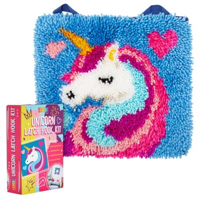 Bright Creations Mini Unicorn Latch Hook Rug Kit For Kids Crafts, Adults, and Beginners, DIY (12 x 11 In)