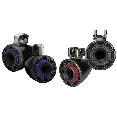 Kicker Marine Audio Tower Speaker Bundle 11" & 8" Horn Loaded Enclosures ( Black Finish )
