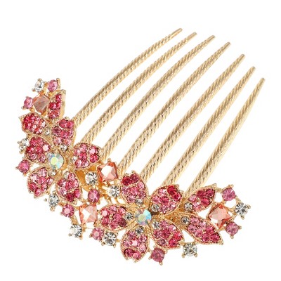 Unique Bargains Women's Rhinestone Inlaid Flower Hair Comb 3.54"x3.54" 1 Pc