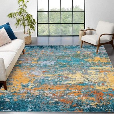 8x10 Rug for Living Room, Modern Abstract Area Rug for Bedroom Soft Ultra Thin Floor Carpet, Modern Non-Slip Large Area Rugs for Dining Room