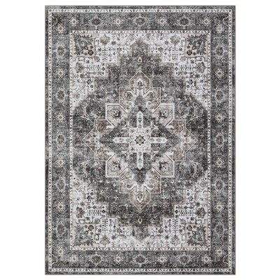 Indoor Vintage Floral Medallion Non Slip Living Room Rugs, Washable Soft Ultra Thin Bedroom Dining Room Carpet for Home Office