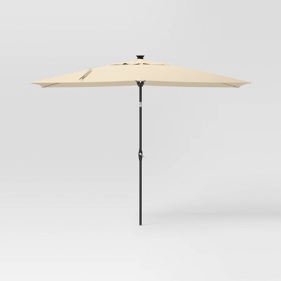 6'x10' Rectangular Solar Outdoor Patio Market Umbrella with Black Pole - Threshold™