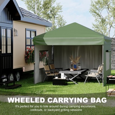 Canopy Tent 10x10 Easy Pop Up, Outdoor Shade Instant Canopy Tents, Comercial Instant Heavy DutyCanopy Pop Up Tent with 3 Sidewalls