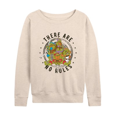 Women's - Teenage Mutant Ninja Turtles - There Are No Rules Lightweight French Terry Wide Neck Long Sleeve Graphic Shirt
