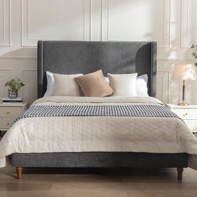 Sapphtopaz Bed Frame Tall Headboard Upholstered Bed Frame with Headboard Sleigh Bed Bedroom Furniture, No Box Spring Needed