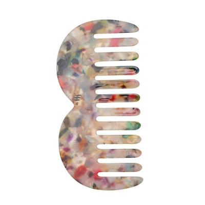 Unique Bargains M-shaped Marble Wide Tooth Comb 1 Pc