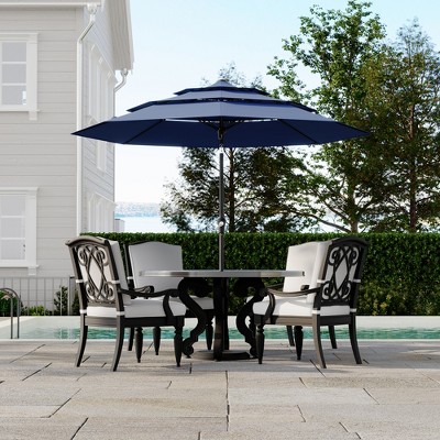 Outdoor 3 Tier Vented Large Market Table Umbrella, 9FT Patio 3 Tier Umbrella Canopy, Heavy Duty Patio Umbrellas 3 Tiers, 8 Ribs, Hand Crank