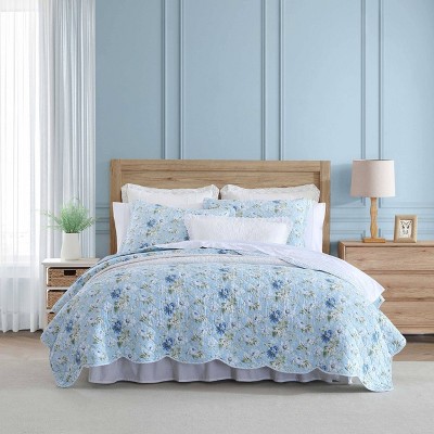 Laura Ashley Peony Garden Quilt Set Blue