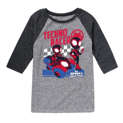 Boys' - Marvel - Spider-Man And His Amazing Friends Techno Racer Morales Raglan Graphic T-Shirt