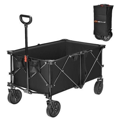 Costway Folding Collapsible Wagon Utility Camping Cart W/Wheels & Adjustable Handle Red\Grey\Navy