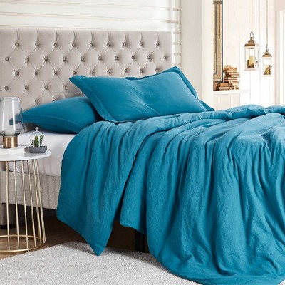King Prewashed Vintage Linen Style Crinkle Duvet Set - Extra Soft, Lightweight, Protective Bed Duvet Cover and Shams by Sweet Home Collection®