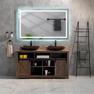 72"X36" Frameless LED Bathroom Vanity Mirror - Polished Crystal Backlit Mirror with Dimmable 3-Color Lighting, Anti-Fog Function, Touch Control