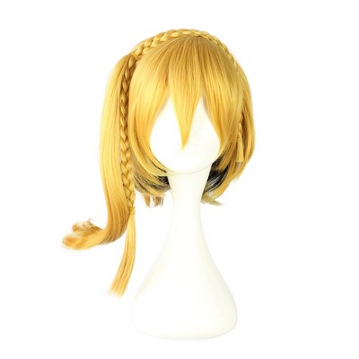 Unique Bargains Women's Wigs 16" Yellow with Wig Cap