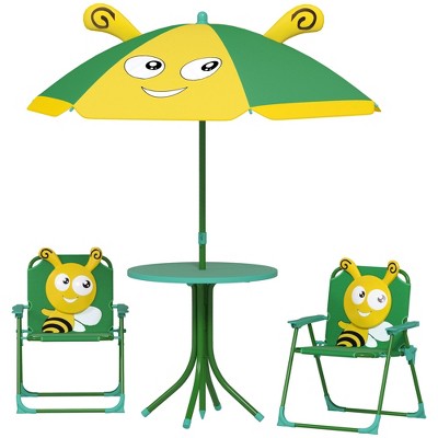 Aghana Digitals Kids 4-Piece Foldable Picnic Set: Yellow Lion Design Table, Chairs & Adjustable