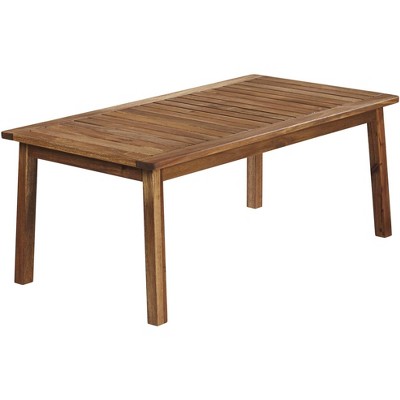 Teal Island Designs Farmhouse Rustic Acacia Wood Rectangular Outdoor Coffee Table 43 1/4" x 22 3/4" Brown Slat Tabletop for Spaces Patio House Balcony