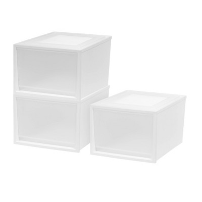 IRIS 3pk Plastic Storage Drawer White