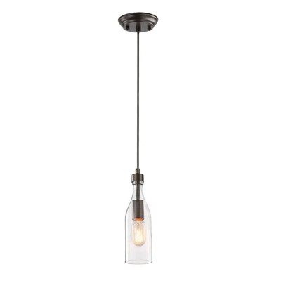 LNC Fillia 1-Lights 3.3" Farmhouse Jar Mini Pendant  Lights, Brown with Clear Glass