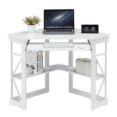 VECELO 41 in Corner Computer Desk with Storage Shelves & Charging Station, Gamer Desk, Modern Computer Desk for Home Office Workstation