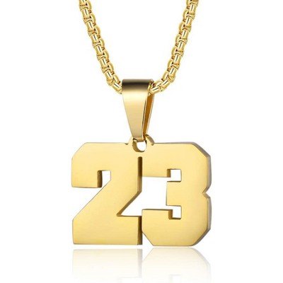 Number Necklaces Personalized Necklaces 18K Gold Plated Initial Number Pendant Stainless Steel Chain Sports Necklaces for Men Women