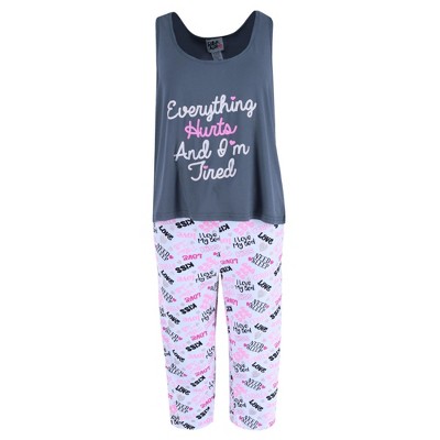 Saturdaze Women's  Everything Hurts & Tired Capri Set