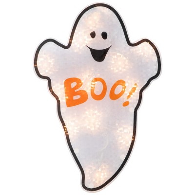 Northlight Lighted Holographic Boo Ghost Halloween Window Decoration - 12"