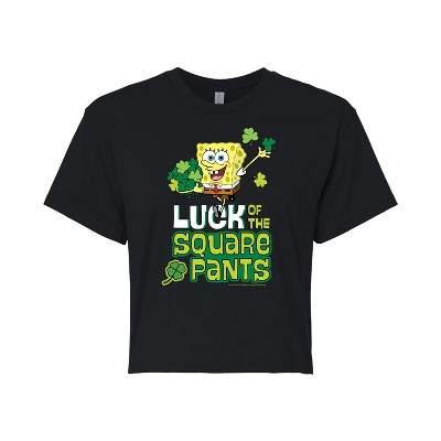 Women's - SpongeBob SquarePants - Luck Of The Square Pants Cropped Graphic T-Shirt