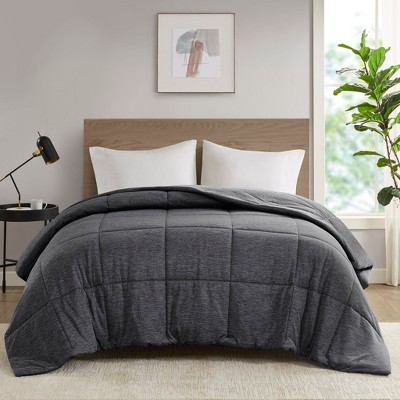 Minimalism Style Cooling Jersey Knit Down Alternative Comforter, Silky & Smooth Lightweight Bedding for All Season, Contemporary Design Bed Blanket