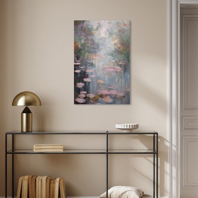 Art Remedy Pink Impressionisty Lilypads Impressionism Wall Art, 20" x 30", Gallery Wrapped