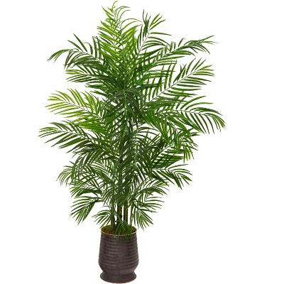 Nearly Natural 65-in Areca Artificial Palm Tree in Decorative Planter UV Resistant (Indoor/Outdoor)