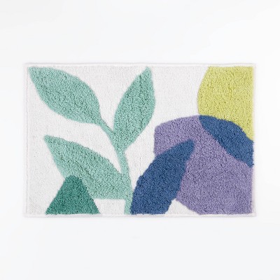 Botanical Bath Rug - Allure Home Creations: Cotton, Machine Washable, Latex Backed, Floral Design