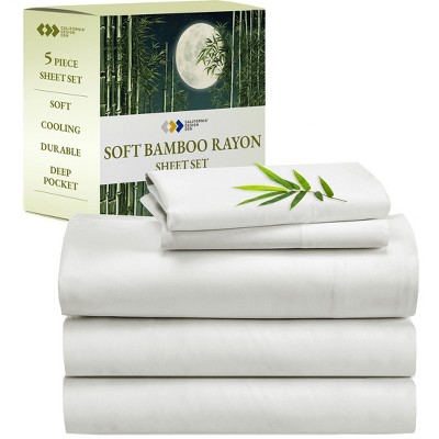 Soft Silk-Like Cooling Bed Sheets, Deep Pocket Sheets Set by California Design Den