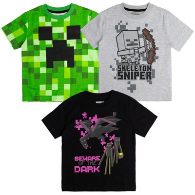 Minecraft Mobs Skeleton Enderman 3 Pack T-Shirts Little Kid to Big Kid