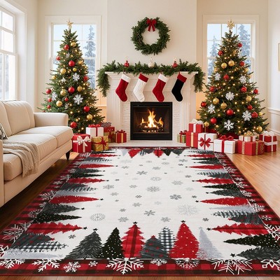 Washable Christmas Rug Ultra-Soft Holiday Decorative Bedroom Carpet
