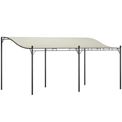 Resenkos Outdoor Garden Gazebo, Sunshade Gazebo Canopy,10' x 16' Wall-Mounted Outdoor Pergola Canopy with Drainage Holes, Cream White