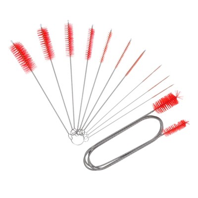 Unique Bargains Plastic Stainless Steel Wire with Double Ended Elastic Straw Brush 11 Pcs