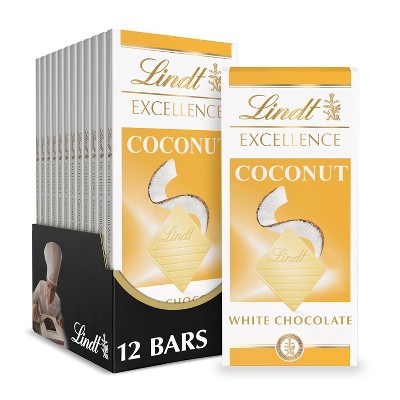 Lindt 4/6/12 Bars,  Excellence Coconut White Chocolate Bar, White Chocolate Candy with Coconut Flakes, 3.5 oz.