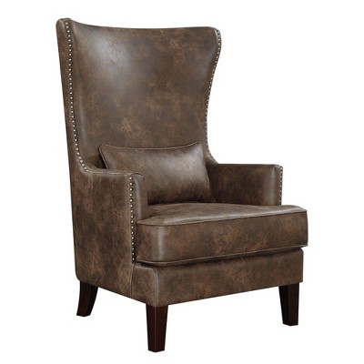 Picket House Furnishings Elia Chair with Chrome Nails Toffee Brown: Upholstered Polyester, Nailhead Trim, Wood Frame