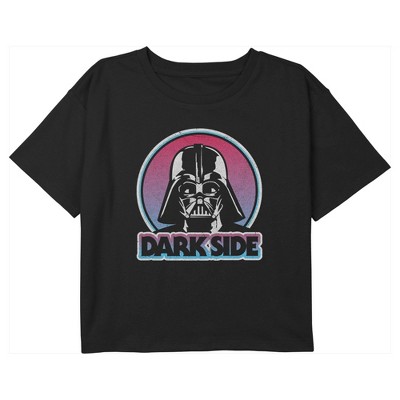 Girl's Star Wars Darth Vader Dark Side Retro Circle Crop T-Shirt