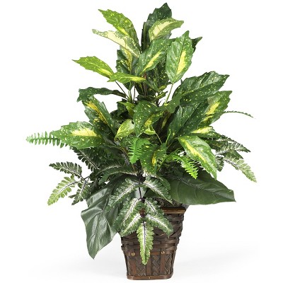 Nearly Natural Mixed Greens with Wicker Artificial Plant