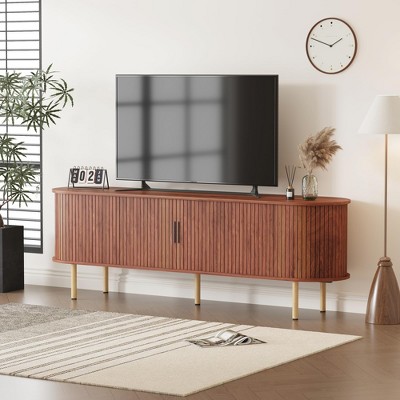 TV Stand, Modern TV Console Table with Storage Compartment and Sliding Door, Gaming Entertainment Center with Cabinet for Living Room, Bedroom